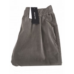 ELENA MIRO' pantalone donna cotone con elastico in vita velluto righe finissime