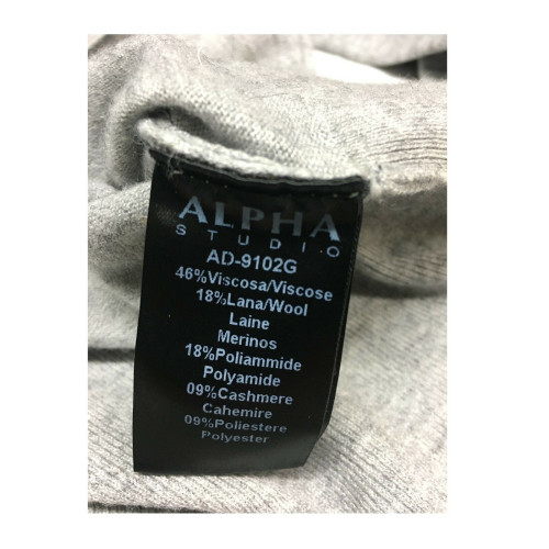 ALPHA STUDIO women's sweatshirt  turtleneck gray melange wool/cashmere mod AD-9102