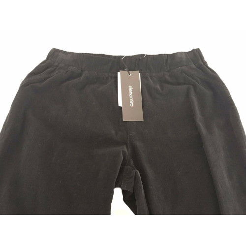 ELENA MIRO' pantalone donna nero cotone velluto a righe con elastico in vita