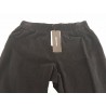ELENA MIRO' pantalone donna nero cotone velluto a righe con elastico in vita