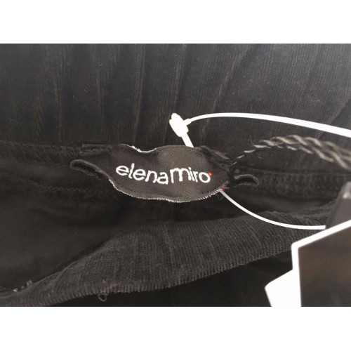 ELENA MIRO' pantalone donna nero cotone velluto a righe con elastico in vita