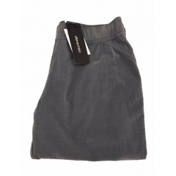 ELENA MIRO' pantalone donna grigio cotone velluto a righe con elastico in vita