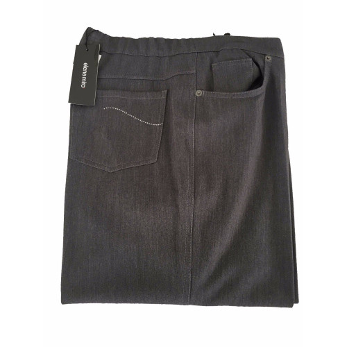 ELENA MIRO' woman trousers gray with elastic waistband with applications on pocket