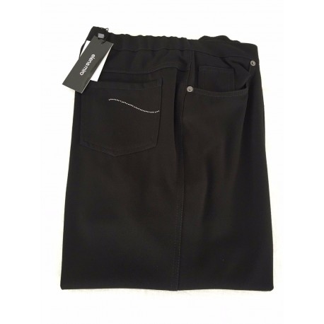 ELENA MIRO’ pantalone donna con elastico vita e applicazione sulle tasche nero