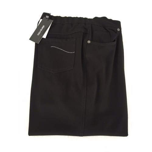 ELENA MIRO' woman trousers black with elastic waistband with applications on pocket