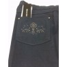 ELENA MIRO' pantalone donna blu con elastico e ricami sulle tasche fondo cm 27.5