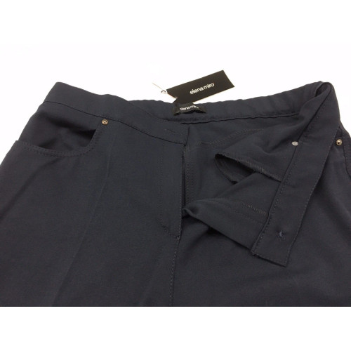 ELENA MIRO' pantalone donna blu con elastico e ricami sulle tasche fondo cm 27.5