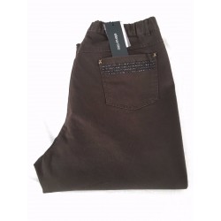 ELENA MIRO' woman trousers brown with elastic waistband 99% cotton 1% elastane