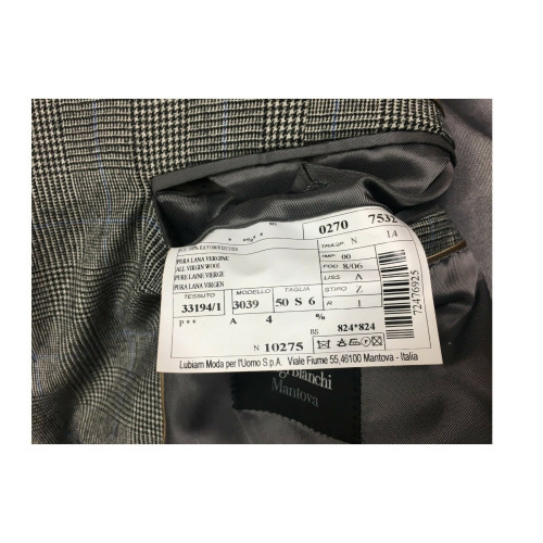 LUIGI BIANCHI MANTOVA abito uomo 2 bottoni 100% lana Galles 3039 MADE IN ITALY