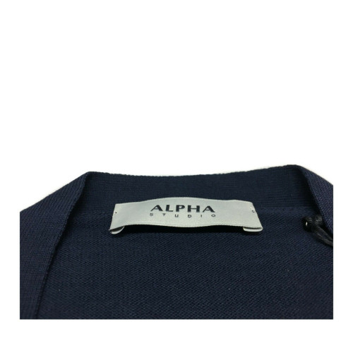 ALPHA STUDIO cardigan uomo blu con bottoni slim fit mod AU-7002E 100% cotone