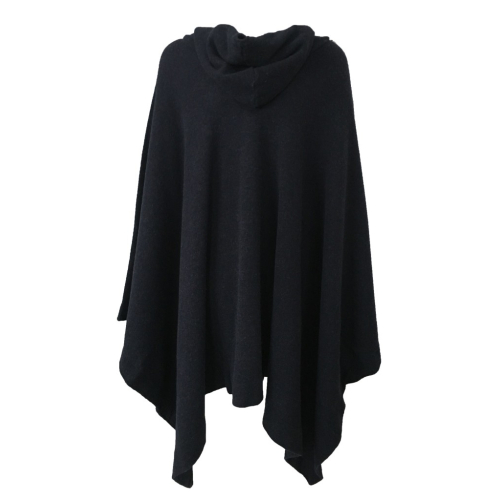 GAIA MARTINO women's poncho blue melange 70% wool 30% cashmere MADE IN ITALY