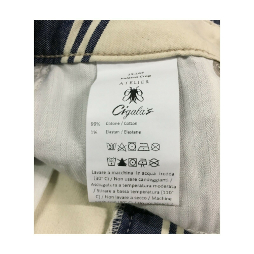 ATELIER CIGALA’S jeans donna a righe 15-167 PALAZZO CROP var RINSE MADE IN ITALY