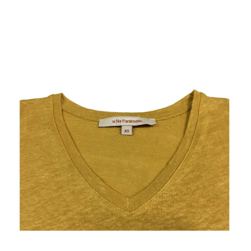 LA FEE MARABOUTEE women's v-neck t-shirt mod FB7276 100% linen