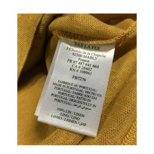 LA FEE MARABOUTEE t-shirt donna mezza manica scollo a v mod FB7276 100% lino
