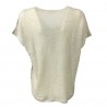 LA FEE MARABOUTEE t-shirt donna fantasia ecru 100%cotone + 100% lino mod FB7298