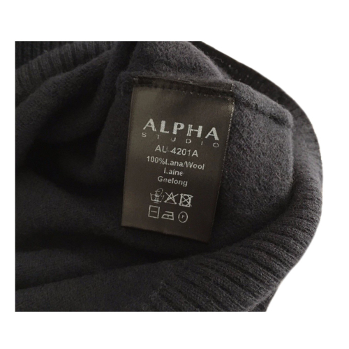 ALPHA STUDIO maglione uomo a V grigio 100% lana gelong