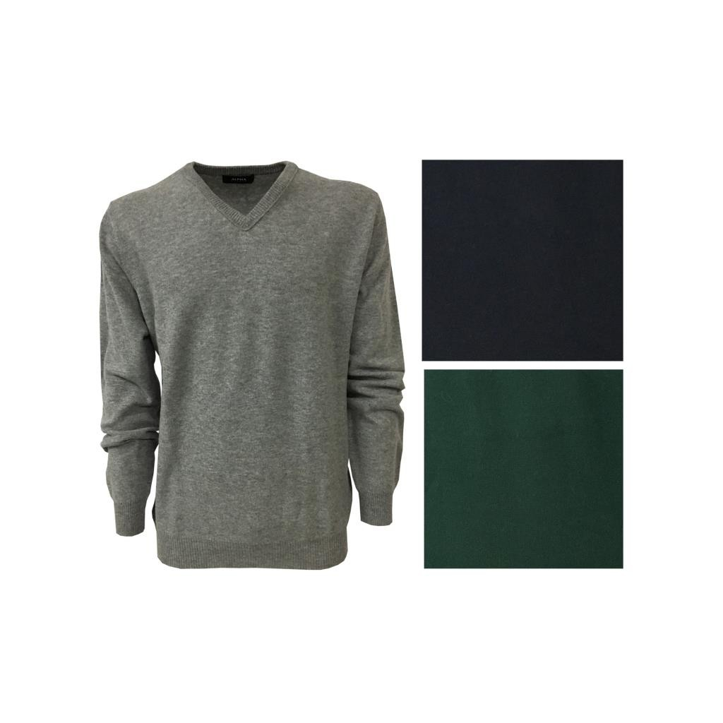 ALPHA STUDIO sweater men V gray100% wool Gelong