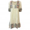 LA FEE MARABOUTEE women's dress ecru embroidery mod FB7463 100% cotton MADE IN ITALY