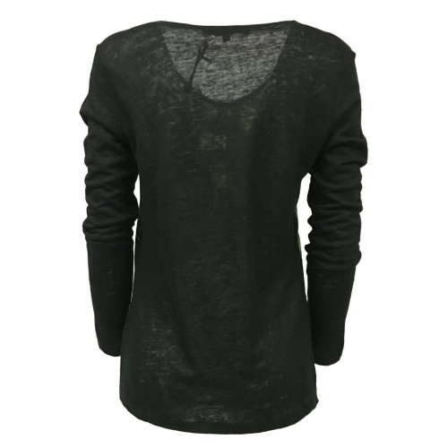 LA FEE MARABOUTEE maglia donna nero fantasia mod FB5188 100% viscosa + 100% lino