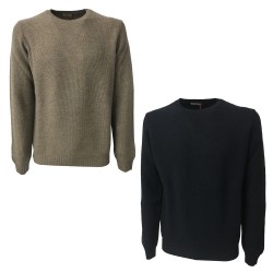 FERRANTE maglia uomo girocollo tortora lavorazione riso 90% lana 10% cashmere MADE IN ITALY