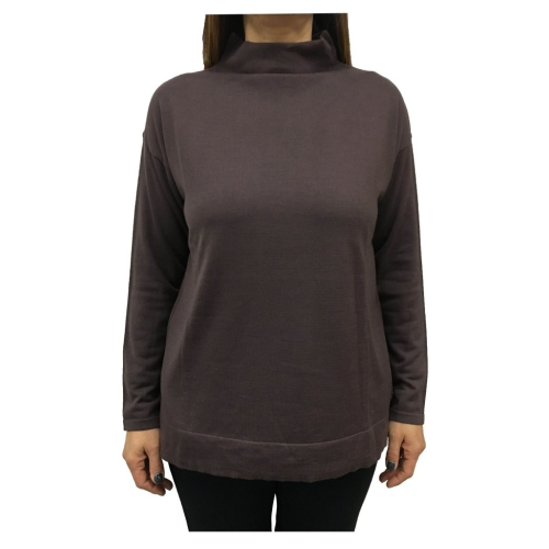 PERSONA by Marina Rinaldi women's sweater stand up collar and side vents light purple mod ALFABETO