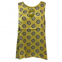 LA FEE MARABOUTEE blusa donna senza manica giallo mod FB7415 MADE IN ITALY