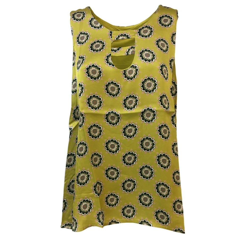 LA FEE MARABOUTEE blusa donna senza manica giallo mod FB7415 MADE IN ITALY