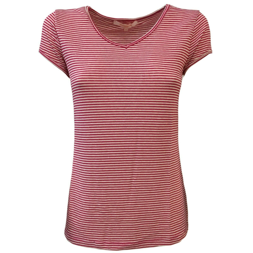 LA FEE MARABOUTEE t-shirt donna viscosa a righe scollo a v FB7478 MADE IN ITALY