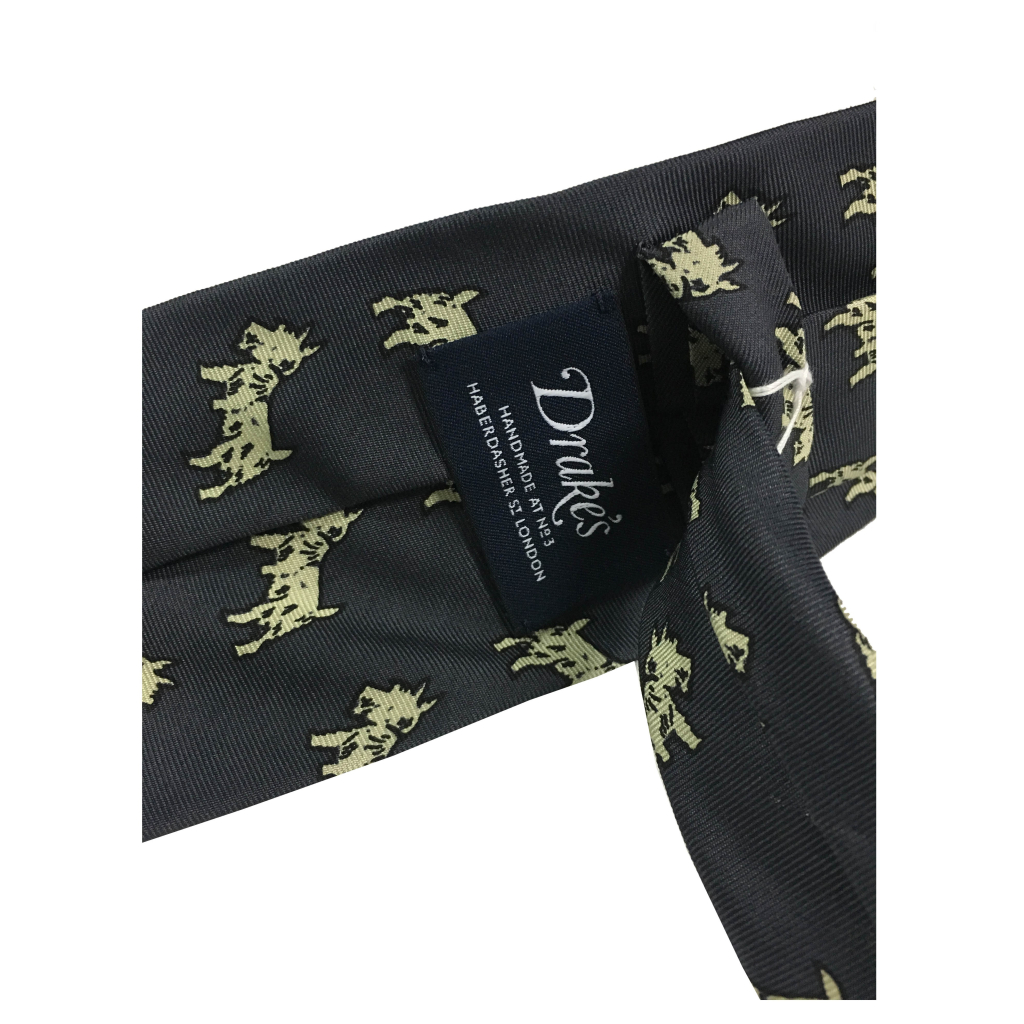 DRAKE'S LONDON man tie lined bluette little man polo MADE IN ENGLAND DRAKE'S LONDON man tie lined bluette little man polo MADE IN ENGLAND