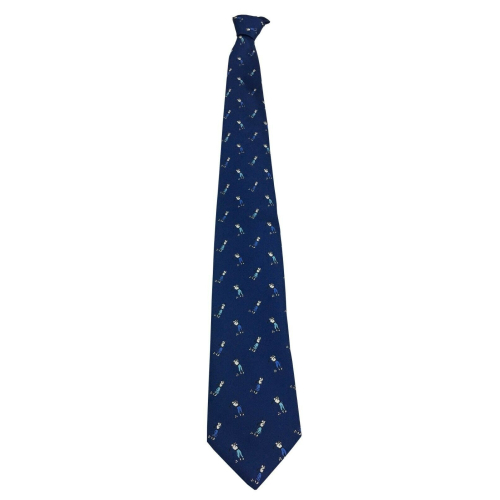 DRAKE'S LONDON man tie lined blue with a polo man, MADE IN ENGLAND