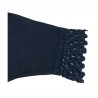 LA FEE MARABOUTEE blusa donna blu con pizzo art FB7545 100% lino MADE IN ITALY