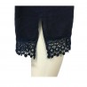 LA FEE MARABOUTEE blusa donna blu con pizzo art FB7545 100% lino MADE IN ITALY