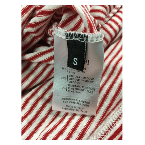  ASPESI white / red striped woman t-shirt 58% linen MADE IN ITALY