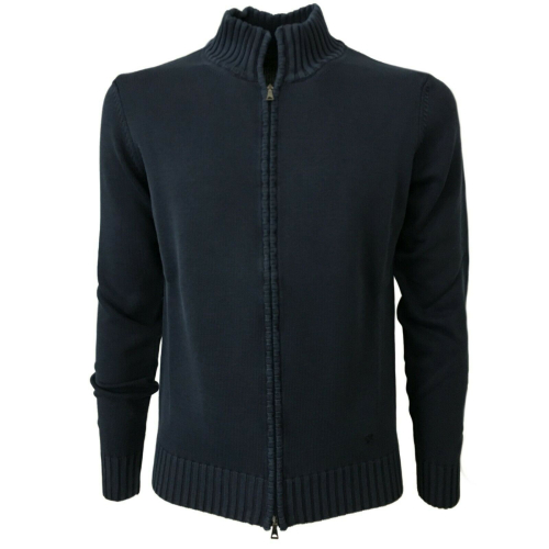 FERRANTE cardigan uomo con zip blu used 100% cotone art 25002 MADE IN ITALY