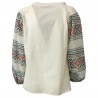 LA FEE MARABOUTEE woman blouse with lace ecru art FB7462 100% cotton MADE IN ITALY