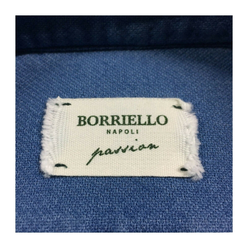 BORRIELLO NAPOLI camicia uomo denim operato art 8191-1 100% cotone MADE IN ITALY