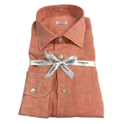 BORRIELLO NAPOLI camicia uomo manica lunga 100% lino fiammato MADE IN ITALY