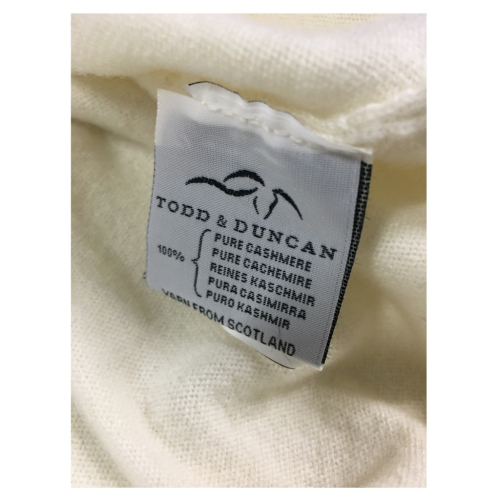 FERRANTE man 001 cream mesh crewneck 100% cashmere TODD & DUNCAN MADE IN ITA