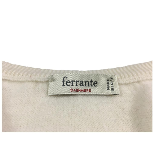FERRANTE man 001 cream mesh crewneck 100% cashmere TODD & DUNCAN MADE IN ITA