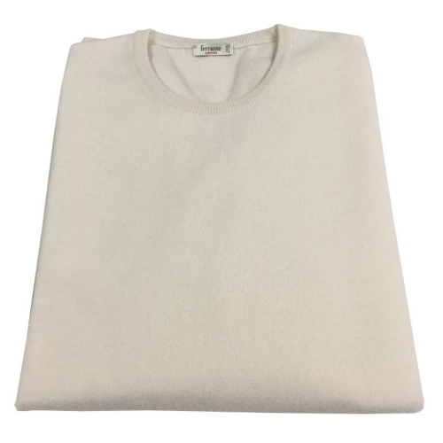 FERRANTE man 001 cream mesh crewneck 100% cashmere TODD & DUNCAN MADE IN ITA