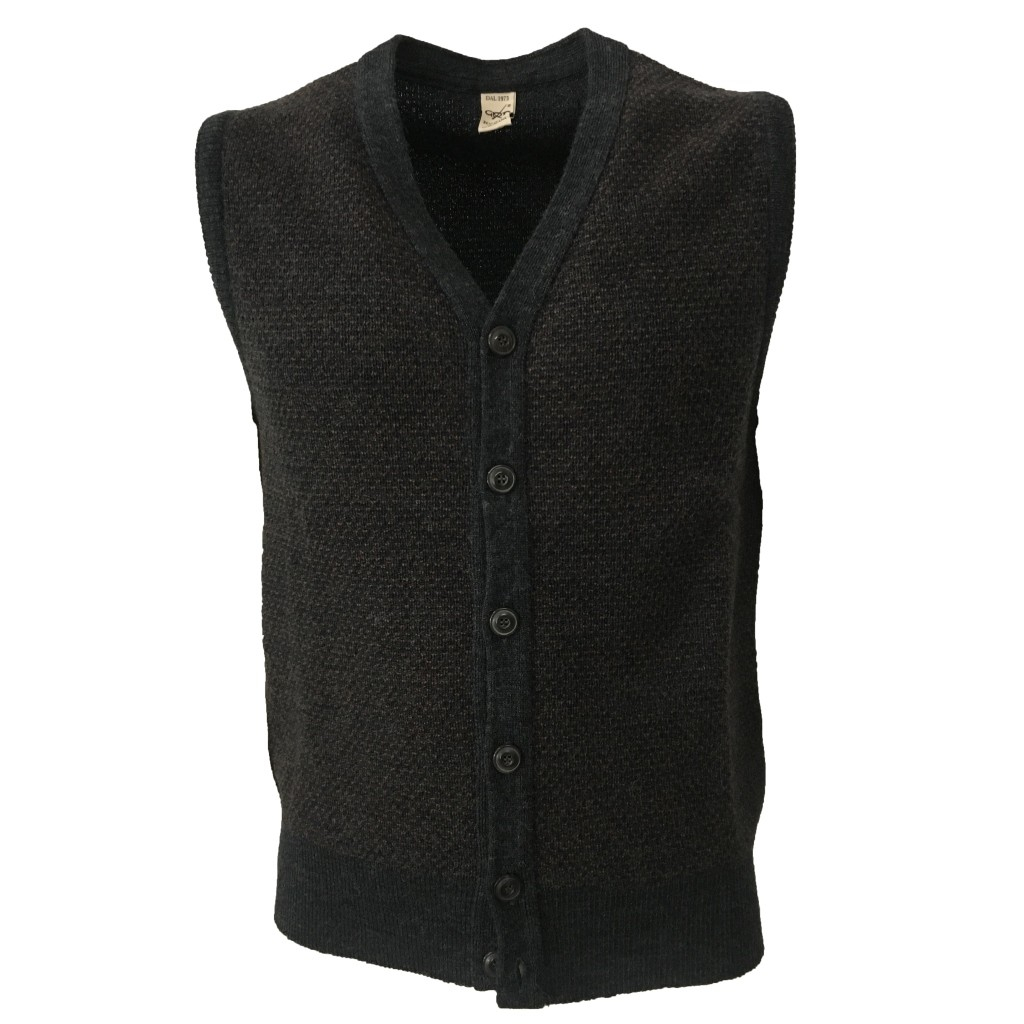 GRP men vest gray/brown 100% wool MADE IN ITALY