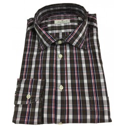 BRANCACCIO camicia uomo manica lunga quadri moro 74% cotone 20% poliammide 6% elastomero