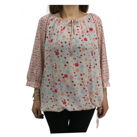 ELENA MIRO' blusa donna beige/corallo/grigio