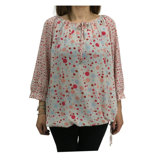 ELENA MIRO' blusa donna beige/corallo/grigio