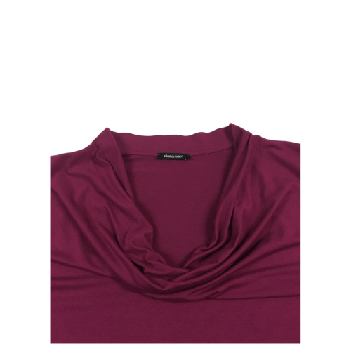 ELENA MIRÒ dark fuchsia woman t-shirt with dropped collar 92% viscose 8% elastane