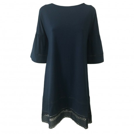ALPHA STUDIO women's dress blue 3/4 sleeve art AD-1411O 95% cotton 5% elastane