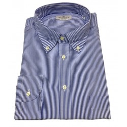 BRANCACCIO camicia uomo button-down bianco/azzurro  NICOLA GOLD con taschino