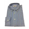 BRANCACCIO blue / white button-down man shirt NICOLA GOLD with pocket