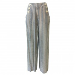 LA FEE MARABOUTEE pantalone donna vita alta lino FB7646 MADE IN ITALY