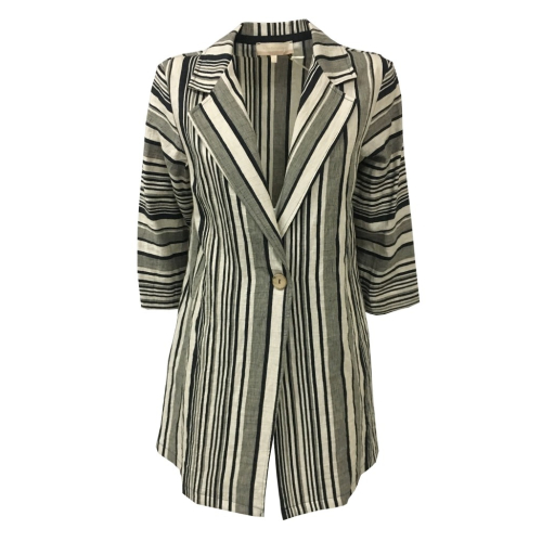 LA FEE MARABOUTEE duster women unlined white / black stripes 49% cotton 40% viscose 11% polyester MADE IN ITALY